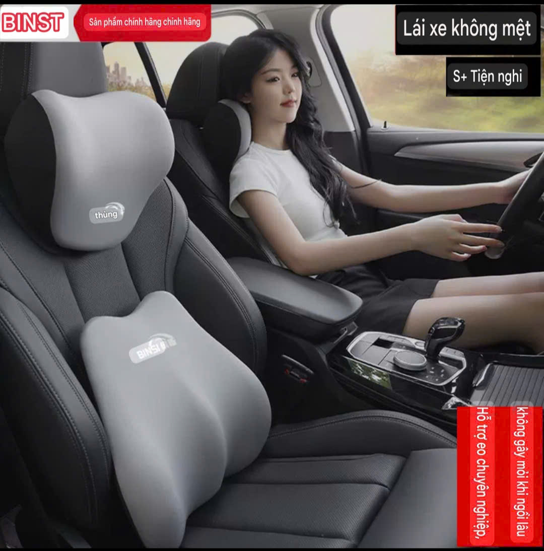 Bộ gối đầu tựa lưng ô tô  công thái học giảm đau cổ vai gáy và thắt lưng lõi cao su non